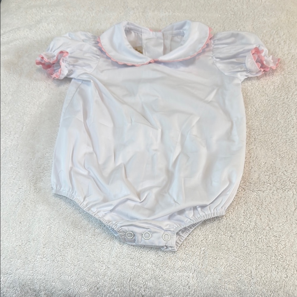The Beaufort Bonnet Company White and Pink Kids One Piece